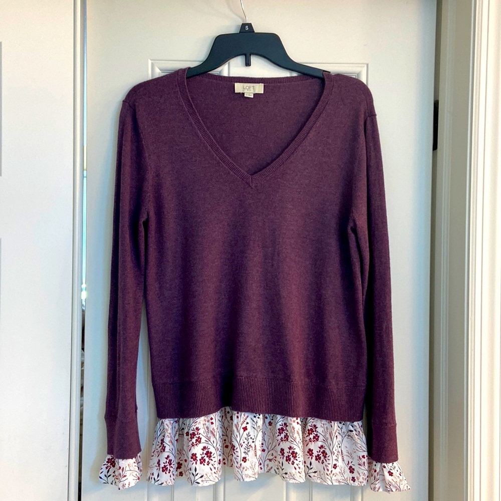 LOFT Sweater with Floral Ruffles